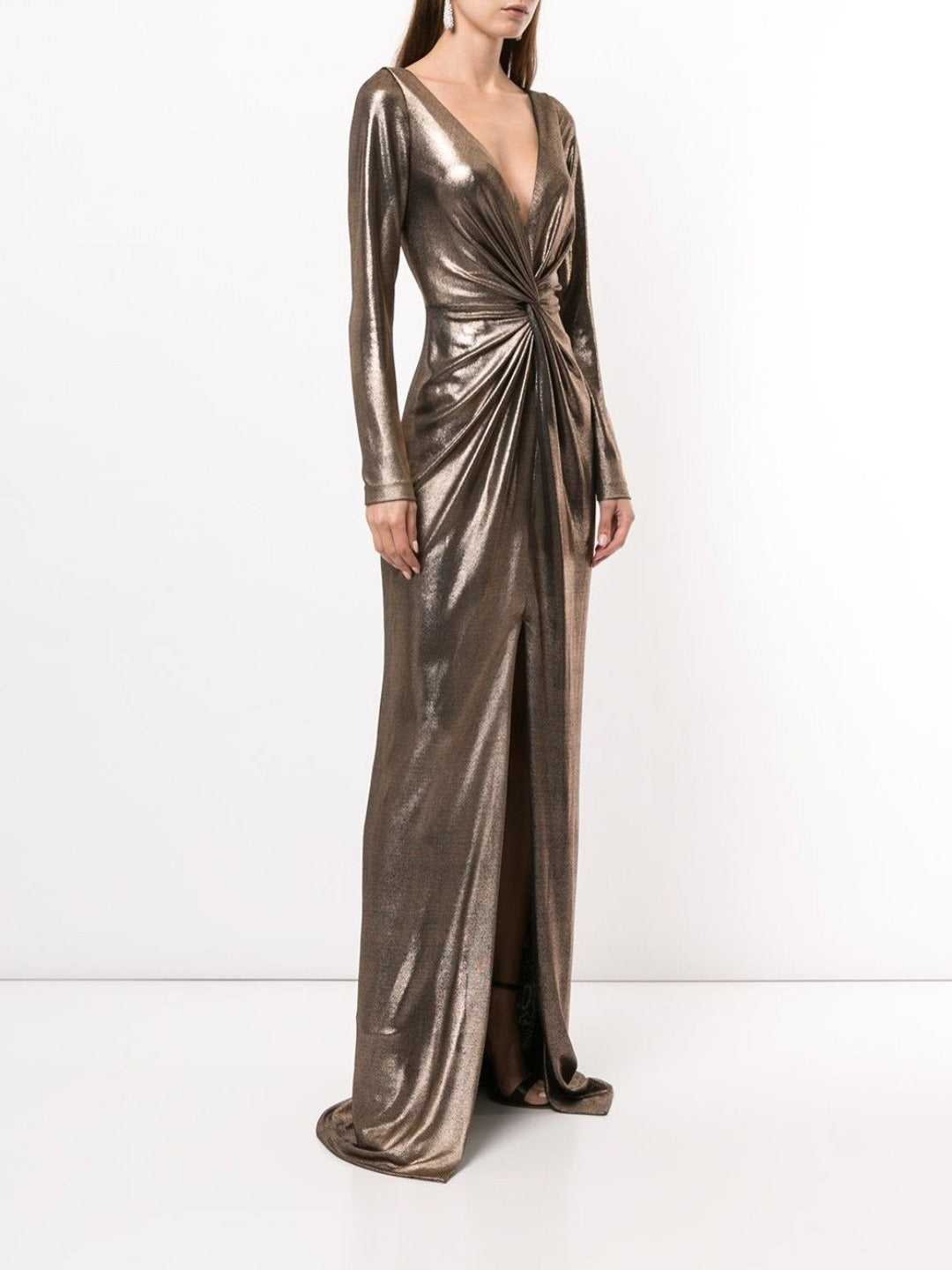 Long Sleeve Metallic Gown – Marchesa